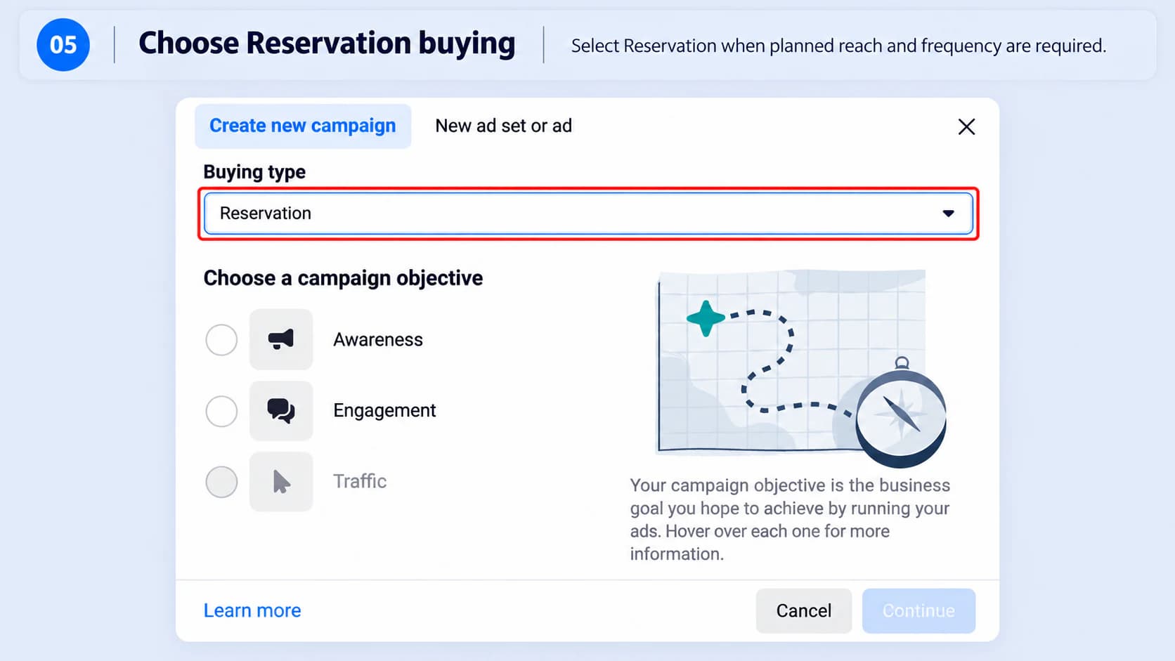 Step 5 showing Reservation buying type as an alternative option