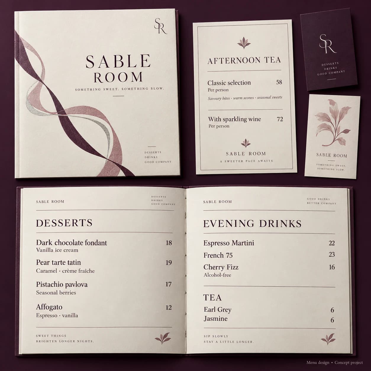 Menu Design portfolio example 1