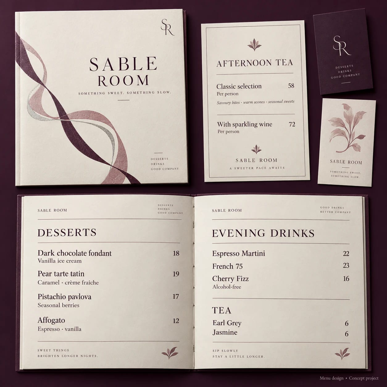 Menu Design portfolio example 1