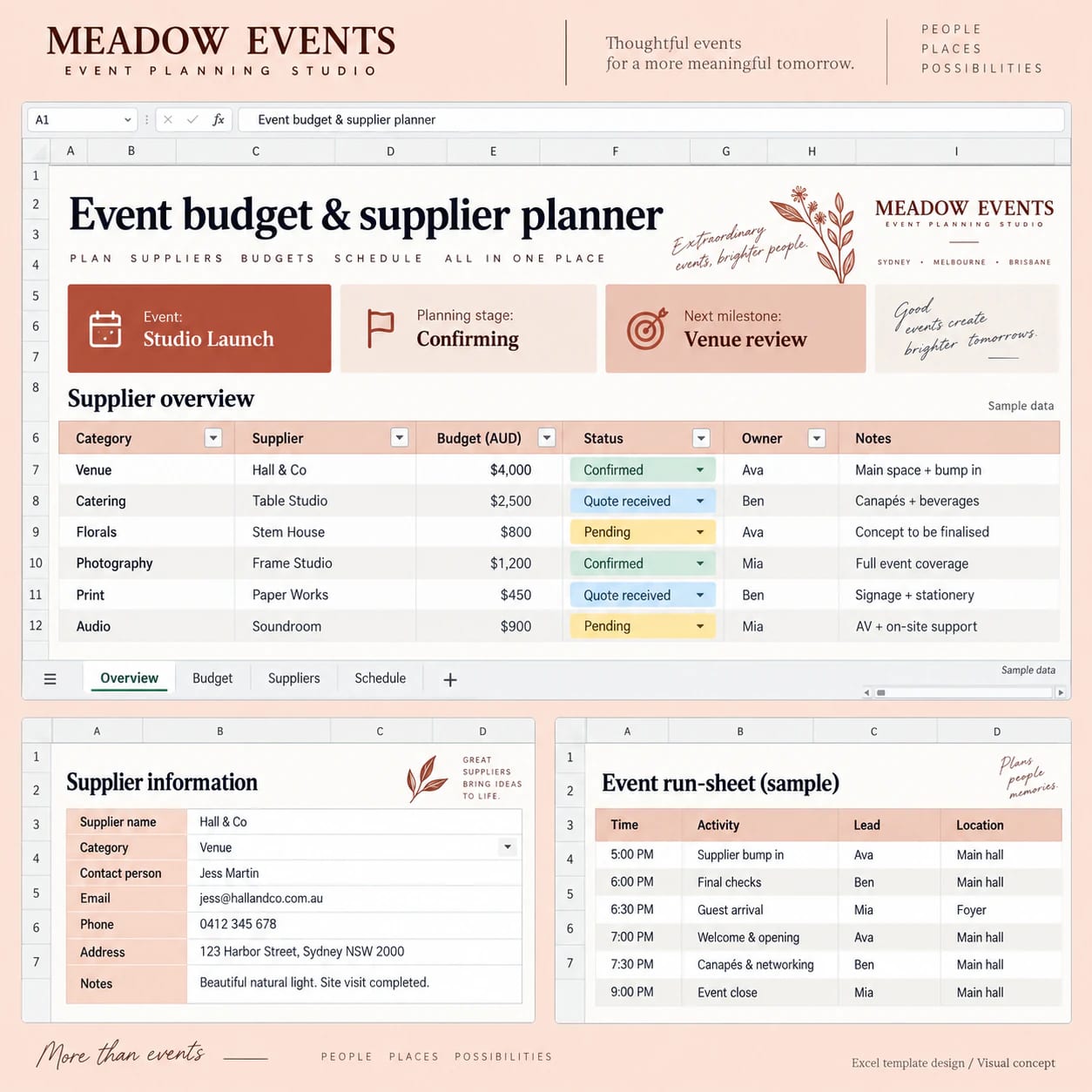 Microsoft Excel Template Design portfolio example 1